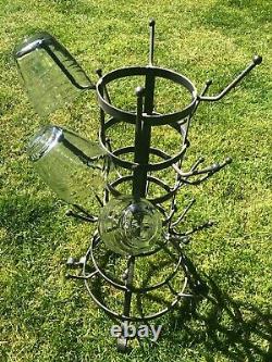 DuChamp Inspired Rustic French Iron Wine Bottle Tree Glass Mug Dryer Rack