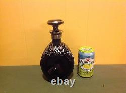 Duncan and Miller Black amethyst glass pinch bottle Silver overlay pattern