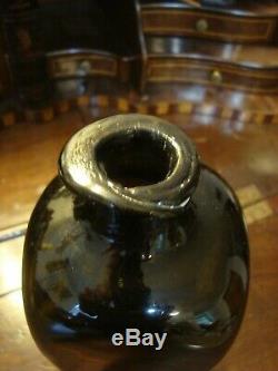Dutch Antique Case Gin Bottle Circa 1840-1860 Olive Green Black Glass