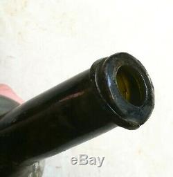 Dutch/English Wine RUM Onion BLACK GLASS Bottle C. 1700 IRIDESCENCE. Open Pontil