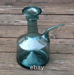 EARLY 18th CENTURY LARGE BLOWN TEAL GLASS FRENCH PORRON