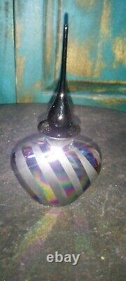 E&R Golden Crown Vintage Irredecent & Black Heart Shaped Perfume Bottle