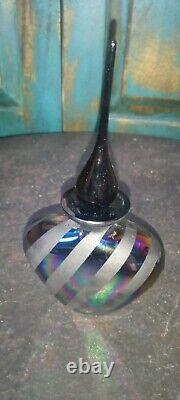 E&R Golden Crown Vintage Irredecent & Black Heart Shaped Perfume Bottle