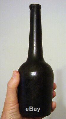 Early 1800 Antique Porter Wine Ale Bottle Olive Green Black Glass