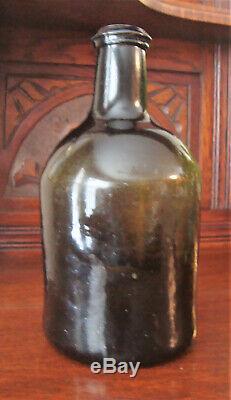 Early 1800 Antique Wine Bottle Olive Green Black Glass