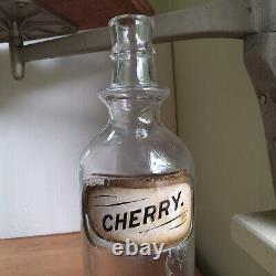 Early 1900 Label Under Glass Cherry Soda Fountain Syrup Bottle From Drugstore