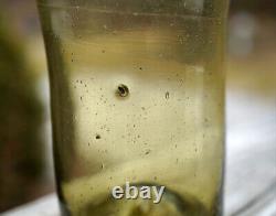Early 19thC American Yellow-Olive Glass Tiny Utility Jar