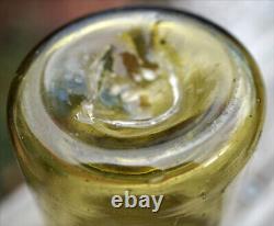 Early 19thC American Yellow-Olive Glass Tiny Utility Jar