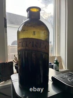 Early 19th century Bristol Black Glass Apothecary Jar Bottle painted label c1820