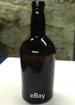 Early American 1840's Spirits/ rye/ whiskey Bottle Black Glass 10