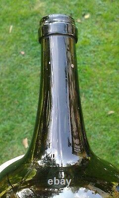 Early Black Glass Free Blown Mallet Shape Large Size, Pontil Wine Bottle C1800