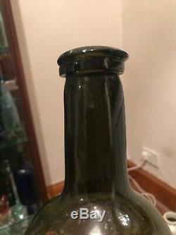 Early Black Glass Pontil Old Bottle Large Bubbles