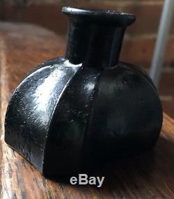 Early Breadloaf Black Glass Ink Bottle