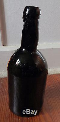 Early Crude Black Glass Ale Bottle Free Blown Pontil