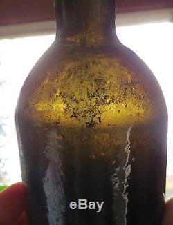 Early Crude Black Glass Ale Bottle Free Blown Pontil