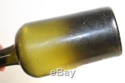 Early Crude Mallet Pontil Black Glass Rum Bottle 11 1/4'