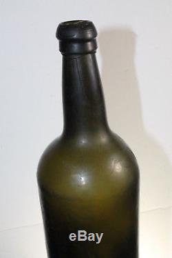Early Crude Mallet Pontil Black Glass Rum Bottle 11'' #2