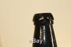 Early Crude Mallet Pontil Black Glass Rum Bottle 9 1/2'