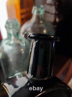 Early Dark Raspberry Puce Black Glass Mrs Allen's World's Hair Restorer Bottle