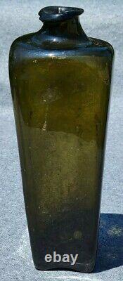 Early Dutch German Case Gin Bottle 1770-1810 Deep Black Glass