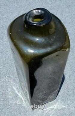 Early Dutch German Case Gin Bottle 1770-1810 Deep Black Glass