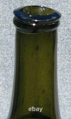Early Dutch German Mallet Wine Bottle 1720-1740 Olive Green Black Glass
