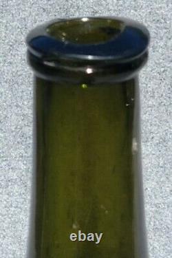 Early Dutch German Mallet Wine Bottle 1720-1740 Olive Green Black Glass