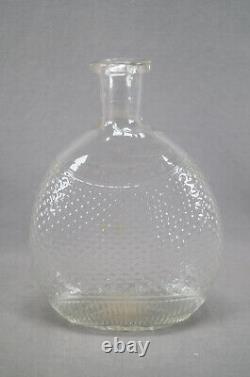 Early German Black Forest Diamond Blown Three Mold Pattern Liquor Flask Bottle