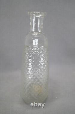 Early German Black Forest Diamond Blown Three Mold Pattern Liquor Flask Bottle