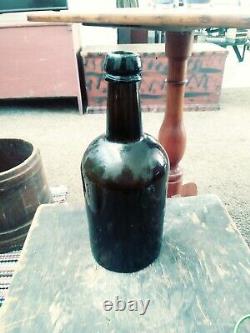 Early Hand Blown Bottle 19thC. Black Glass H. R BRISTOL English 1800s Liquor