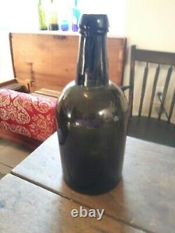 Early Mallet Style Black Glass Bottle