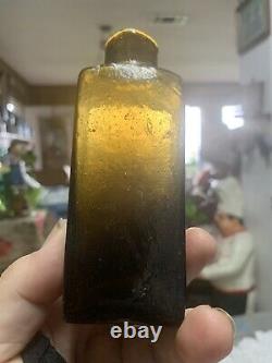 Early Open Tubular Pontil Black Glass Blacking Or Utility Bottle Keene Product