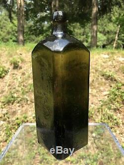 Early Pontiled Olive Green Black Glass Dr. Townsend's Sarsaparilla Albany, N. Y