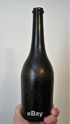 Early Tall 1800 Antique Wine Bottle Olive Green Black Glass