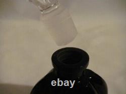 Egyptian Revival 5 Pressed, Cut & Polished Black Glass Perfume Bottle & Stopper
