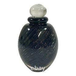 Eickholt Black Rainbow Swirl Iridescent Glass Perfume Bottle Stopper Signed'91