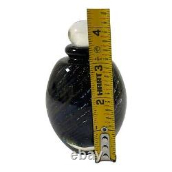 Eickholt Black Rainbow Swirl Iridescent Glass Perfume Bottle Stopper Signed'91