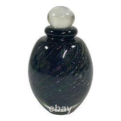 Eickholt Black Rainbow Swirl Iridescent Glass Perfume Bottle Stopper Signed'91