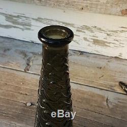Empoli Glass Smoke Gray Charcoal 22 Waves Genie Bottle Decanter MCM Vintage