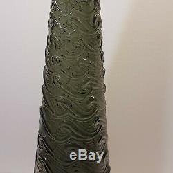 Empoli Glass Smoke Gray Charcoal 22 Waves Genie Bottle Decanter MCM Vintage