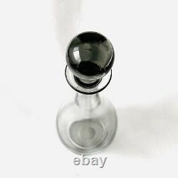 Empoli ITALY Smokey Grey Black Glass Decanter Genie Bottle Ball Mid-Century Mod