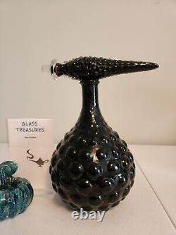 Empoli Style Glass Decanter Bottle Squat Black with stopper