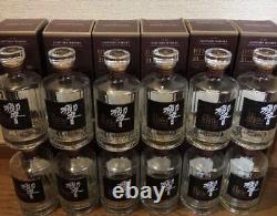 Empty Bottle Set of 12 Hibiki 21 Suntory Whisky Clear Glass Black Label Liquor