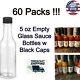 Empty Hot Sauce Bottles Glass Woozy Clear Vinegar Oil W Black Cap 5 Oz 60 Pack