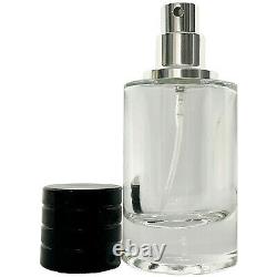 Empty Thick Glass Perfume Black Cap Bottles 30ml 1oz Silver Atomizer Fine Mist