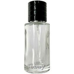 Empty Thick Glass Perfume Black Cap Bottles 50ml 1.7oz Silver Atomizer Fine Mist