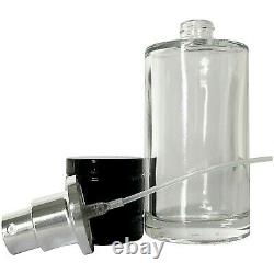 Empty Thick Glass Perfume Black Cap Bottles 50ml 1.7oz Silver Atomizer Fine Mist