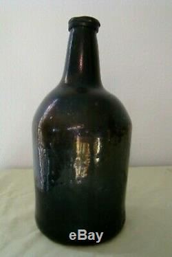 English Black Glass Late 18th Century Rum Bottle