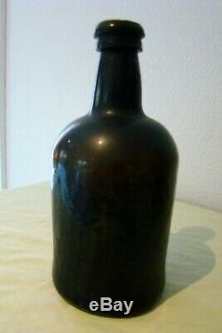 English Black Glass Late 18th Century Rum Bottle