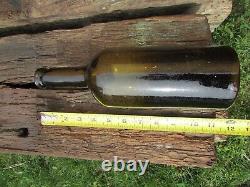 English Black Glass Late 18th Century Wine Bottle Open Pontil